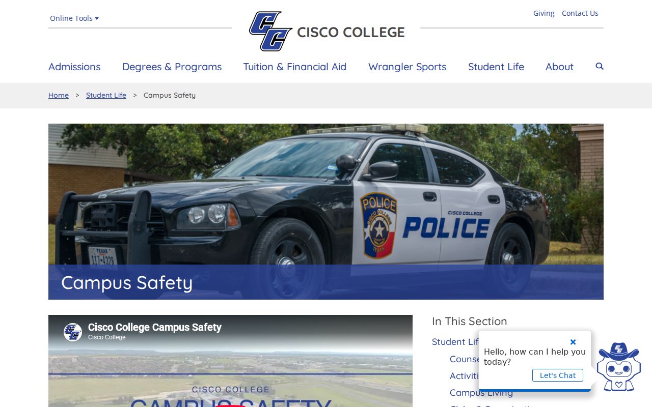 Cisco College Police criminal records and campus safety page