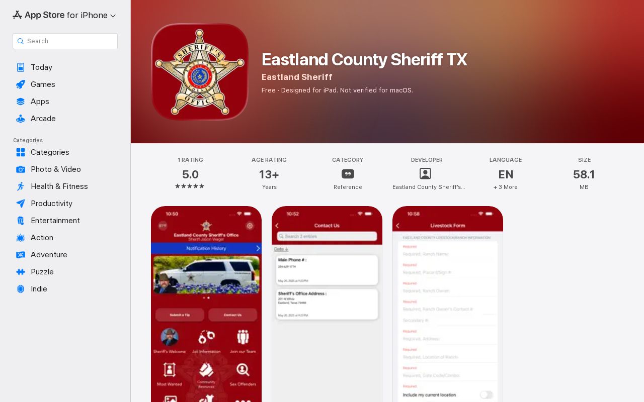 Eastland County arrest search through the sheriff iPhone app