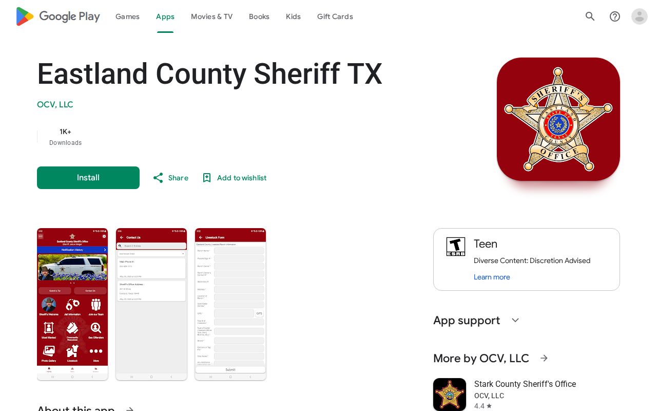 Eastland County arrest records in the sheriff Android app