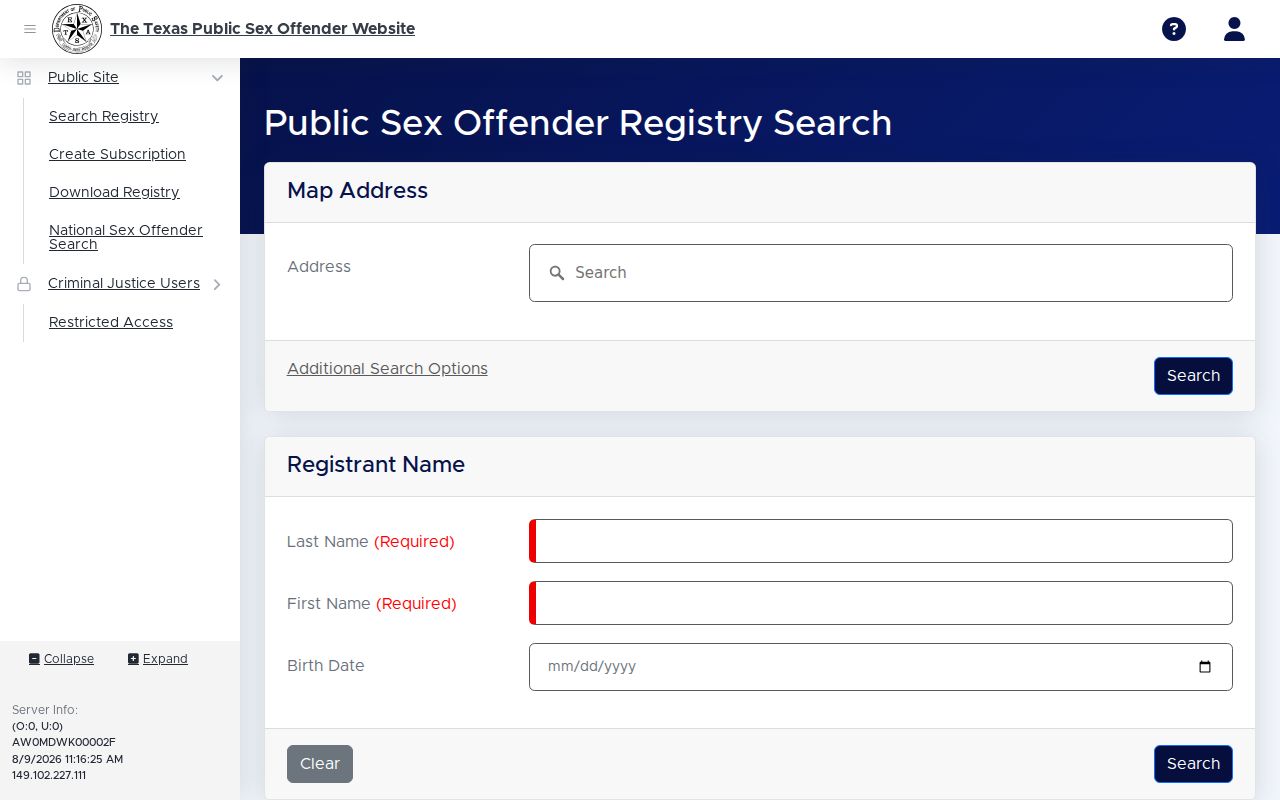 Eastland County sex offender lookup on the Texas DPS registry