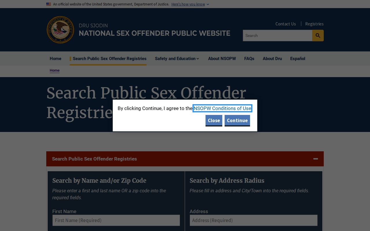 National NSOPW search for Eastland County sex offender records